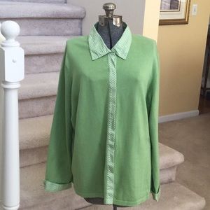 Jones New York Cardigan  collar and cuff trim